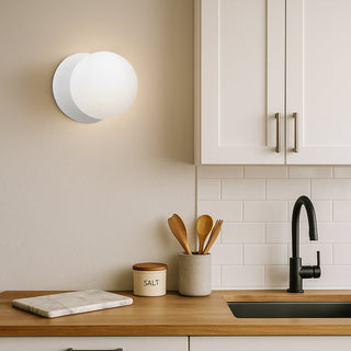 Lexi Odessa Opal Frosted Glass LED Wall Light with White Base White/Large