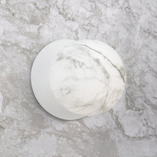 Lexi Odessa Marble Opal Glass LED Wall Light with White Base White/Large