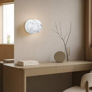 Lexi Odessa Marble Opal Glass LED Wall Light with White Base White/Large