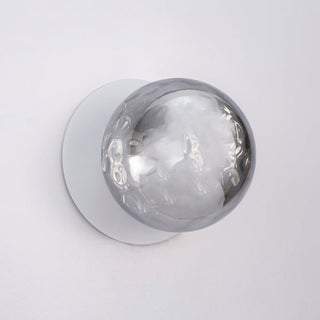 Lexi Odessa Molten Ripple Glass LED Wall Light with White Base White/Large