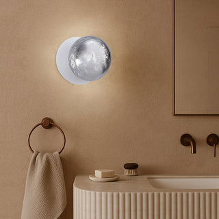 Lexi Odessa Molten Ripple Glass LED Wall Light with White Base White/Large