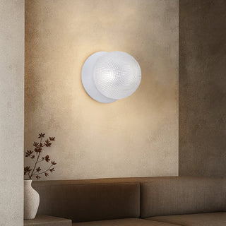 Lexi Odessa Diamond Cut Glass LED Wall Light with White Base White/Large