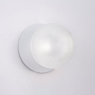 Lexi Odessa Diamond Cut Glass LED Wall Light with White Base White/Large