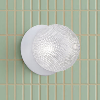 Lexi Odessa Diamond Cut Glass LED Wall Light with White Base White/Large