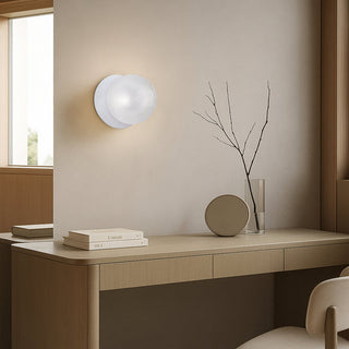 Lexi Odessa Diamond Cut Glass LED Wall Light with White Base White/Large