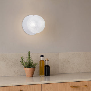 Lexi Odessa Diamond Cut Glass LED Wall Light with White Base White/Large