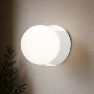 Lexi Odessa Opal Frosted Glass LED Wall Light with Chrome Base White/Large