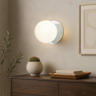 Lexi Odessa Opal Frosted Glass LED Wall Light with Chrome Base White/Large