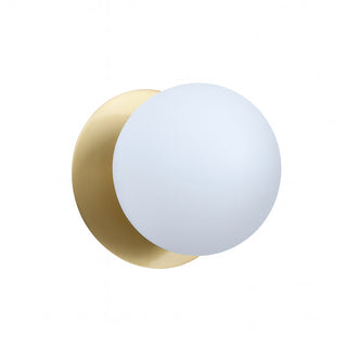 Lexi Odessa Opal Frosted Glass LED Wall Light with Brass Base White/Large