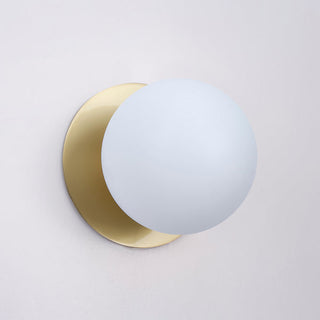 Lexi Odessa Opal Frosted Glass LED Wall Light with Brass Base White/Large