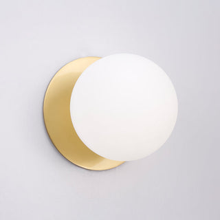 Lexi Odessa Opal Frosted Glass LED Wall Light with Brass Base White/Large