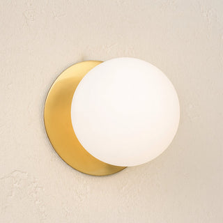 Lexi Odessa Opal Frosted Glass LED Wall Light with Brass Base White/Large