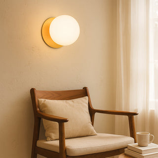 Lexi Odessa Opal Frosted Glass LED Wall Light with Brass Base White/Large