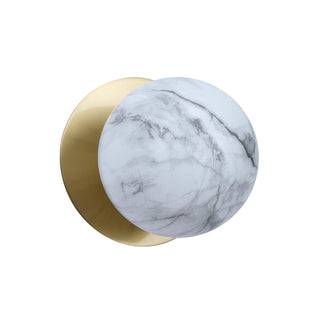 Clearance - Lexi Odessa Marble Opal Glass LED Wall Light with Brass Base White/Large