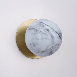 Clearance - Lexi Odessa Marble Opal Glass LED Wall Light with Brass Base White/Large