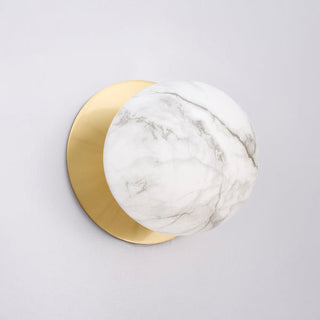 Clearance - Lexi Odessa Marble Opal Glass LED Wall Light with Brass Base White/Large