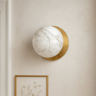 Clearance - Lexi Odessa Marble Opal Glass LED Wall Light with Brass Base White/Large
