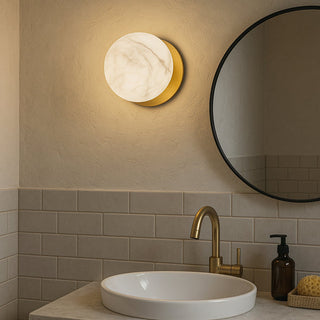 Clearance - Lexi Odessa Marble Opal Glass LED Wall Light with Brass Base White/Large