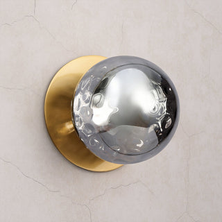 Lexi Odessa Molten Ripple Glass LED Wall Light with Brass Base White/Large