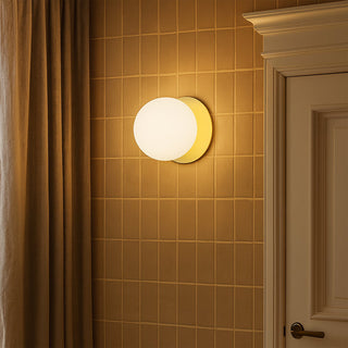 Lexi Odessa Opal Frosted Glass LED Wall Light with Gold Base White/Large