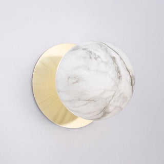 Lexi Odessa Marble Opal Glass LED Wall Light with Gold Base White/Large
