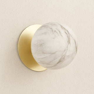 Lexi Odessa Marble Opal Glass LED Wall Light with Gold Base White/Large