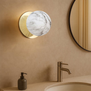 Lexi Odessa Marble Opal Glass LED Wall Light with Gold Base White/Large