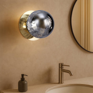 Lexi Odessa Molten Ripple Glass LED Wall Light with Gold Base White/Large