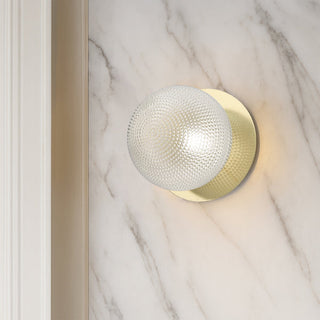 Lexi Odessa Diamond Cut Glass LED Wall Light with Gold Base White/Large