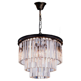 Lighting Inspirations Odeon Medium 40cm 3 Light Crystal Glass Chandelier Bronze