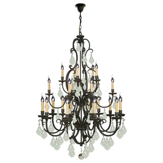 Lighting Inspirations Louis 15th 24 Light Crystal Glass Chandelier Bronze