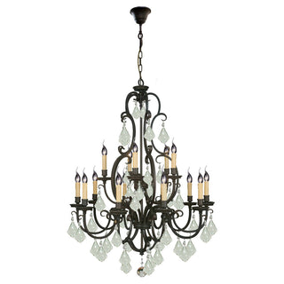 Lighting Inspirations Louis 15th 15 Light Crystal Glass Chandelier Bronze
