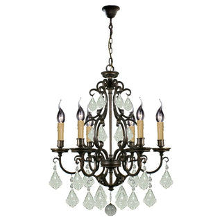 Lighting Inspirations Louis 15th 6 Light Crystal Glass Chandelier Bronze