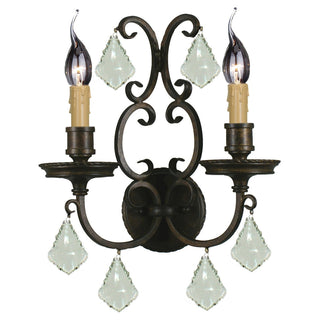 Lighting Inspirations Louis 15th 2 Light Crystal Glass Wall Bracket Bronze