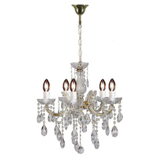 Lighting Inspirations Zurich 5 Light Crystal Glass Chandelier Gold