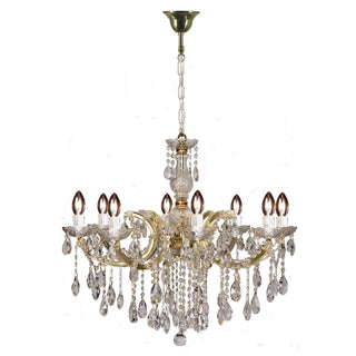 Lighting Inspirations Zurich 8 Light Crystal Glass Chandelier Gold