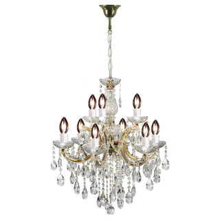 Lighting Inspirations Zurich 9 Light Crystal Glass Chandelier Gold