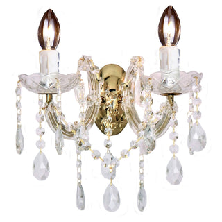 Lighting Inspirations Zurich 2 Light Crystal Glass Wall Light Gold