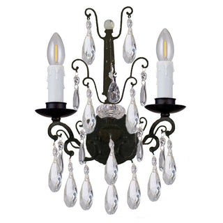 Lighting Inspirations Salzburg 2 Light Crystal Glass Wall Light Bronze