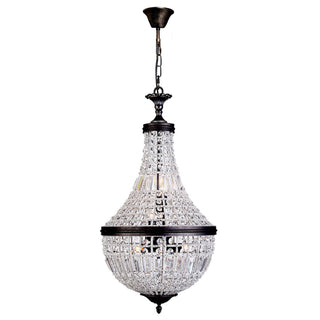 Lighting Inspirations Marseilles Medium 44cm 6 Light Basket Crystal Glass Chandelier Bronze