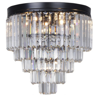 Lighting Inspirations Celestial 40cm Flush 6 Light 5 Tier Crystal Glass Chandelier Black