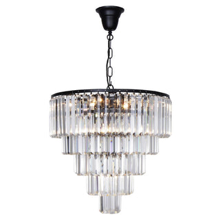Lighting Inspirations Celestial 49cm 10 Light 5 Tier Crystal Glass Chandelier Black
