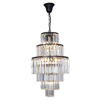 Lighting Inspirations Celestial 39cm 9 Light 6 Tier Crystal Glass Chandelier Black