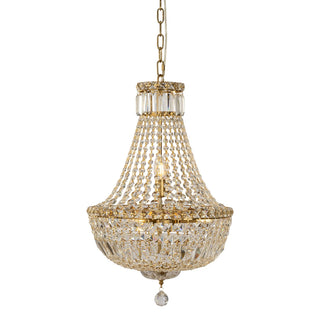 Lighting Inspirations Classique Medium 50cm 6 Light Basket Crystal Glass Chandelier Satin Brass