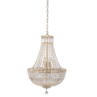 Lighting Inspirations Classique Medium 50cm 6 Light Basket Crystal Glass Chandelier Satin Brass