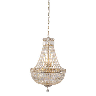 Lighting Inspirations Classique Medium 50cm 6 Light Basket Crystal Glass Chandelier Satin Brass