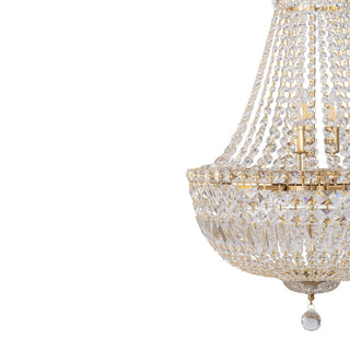 Lighting Inspirations Classique Medium 50cm 6 Light Basket Crystal Glass Chandelier Satin Brass