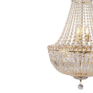 Lighting Inspirations Classique Medium 50cm 6 Light Basket Crystal Glass Chandelier Satin Brass