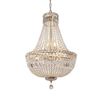 Lighting Inspirations Classique Medium 50cm 6 Light Basket Crystal Glass Chandelier Satin Brass