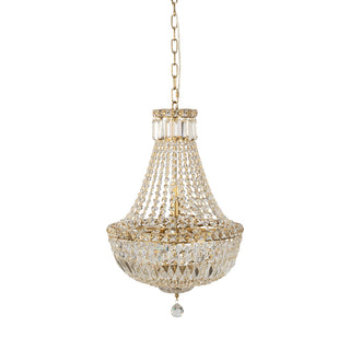 Lighting Inspirations Classique Small 40cm 5 Light Basket Crystal Glass Chandelier Satin Brass